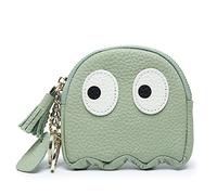 Cartoon Ghost Coin Purse Cute Mini Genuine Leather Wallet Small Coin Purse with Keychain Wallet Funny Cute Coin Bag for Women, Green, L 3.9 in x W 3.9in x H 0.59 in, Casual