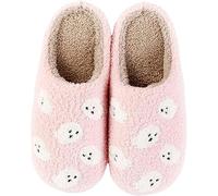 Cartoon Ghost Face Comfortable Warm Slippers - Winter Warm Slippers for Halloween Comfortable House Slippers Felt Slippers Cute Plush Slippers Winter Slippers Leisure Shoes, red, 6 UK