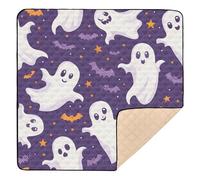 Cartoon Ghost Halloween Theme Baby Play Mat for Floor, 50x50 inch Playpen Mat,Thicken Soft Non-Slip Tummy Time Mat for Toddlers and Infants