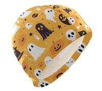 Cartoon Ghosts Pumpkin Skeletons Bats Orange Swim Adult for Men Short Hair Waterproof caps for Swimming Hair Protection and Drag Reduction Gorro de natación para Mujer