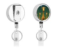 Cartoon Giraffe Badge Holder with Retractable Reel, Stainless Steel Badge Clip, Heavy Duty ID Card Holder for Work, Nurse, Teacher & Security