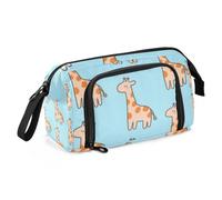 Cartoon Giraffe Blue Pencil Case Large Capacity Art Pencil Case with Compartment for Teacher College estuches para el colegio