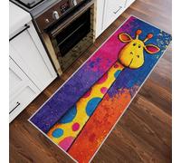 Cartoon Giraffe Hallway Runner Rug, Animal Pop Art Carpet Runner Non-Slip Washable Soft Short Pile Rug for Entryway Kitchen Bedroom Home Decor, 50x150cm Rf5V223a