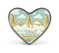 Cartoon giraffe heart brooch with rainbow and clouds, lightweight and aluminum alloy badge, personalized fashion, with heart lapel, it is suitable for wearing shirts, T-shirts