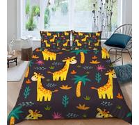 Cartoon Giraffe King Size Duvet Cover Set Animal Bedding 3D Soft Comfort Microfiber Quilt Cover 220x230 cm with Zipper Closure and 2 Pillowcases for Kids Teenager Adults U.1918