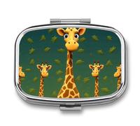 Cartoon Giraffe Pill Box for Pocket Square Pill Box 2 Compartment Decorative Portable Travel Pill Holder Tablet Vitamin Organizer Mini Pill Case