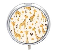 Cartoon Giraffe Pill Case Box with 3 Compartment Medicine Vitamin Organizer for Purse Pocket 5x5cm