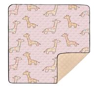 Cartoon Giraffe Pink Cute Baby Play Mat for Floor Portable Foldable Tummy Time Activity Mat for Baby Kids Toddlers Infants, 50'' x 50''