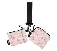 Cartoon Giraffe Pink Women's Card Cases Change Holder Minimalist Credit Card Wallet Case with Keychain for Woman 2 Pcs Wallet para tarjetas
