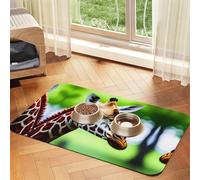 Cartoon Giraffe Print Cat Food Mat Pet Feeding Mat for Floor Pet Supplies Dog Water Bowl Mat Dog Essentials