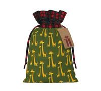 Cartoon Giraffe Print Christmas Gift Bags With Drawstrings For Holiday Gift Bags, Christmas Goody Bags