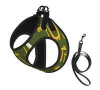 Cartoon Giraffe Print Dog Harness Small Sized And Leash Set, Step In Soft Light Puppy Vest Breathable Mesh Pet Harness
