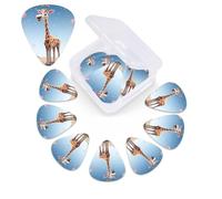 Cartoon Giraffe Print Guitar Picks 12 Pack with Organizer Storage Box Guitar Accessories Ukulele for Acoustic Guitar Bass Gift