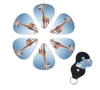 Cartoon Giraffe Print Guitar Picks 6 Pack with Storage Box Organizer for Custom Guitars for Men Women Guitar Accessory Ukulele