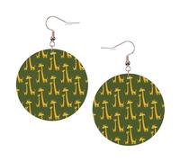 Cartoon Giraffe Print Piercing Round Leather Earrings Set 1 Pair Stylish Leather Earrings Dangle Hoop For Women Jewelry Gifts
