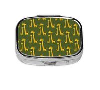 Cartoon Giraffe Print Pill Box 2 Compartment Medicine Pill Case,Portable for Pocket Or Purse Pill Box Decorative Metal Medicine Organizer