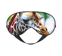 Cartoon Giraffe Print Stylish Sleep Eye Mask Lightweight Adjustable Strap Men Women Travel Nap Night