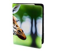 Cartoon Giraffe print Travel Wallet Passport Holder Case for Family Leather Passport Cover for Men Women, Black, One Size