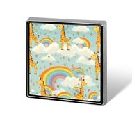 Cartoon Giraffe Rainbow And Clouds Lapel Pin for Men Brooches And Pins for Women Square Metal Badge for Shirts, Jackets, Hats | Durable Fashion Accessory & Gift for Men, Women, Events