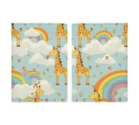 Cartoon Giraffe Rainbow And Clouds Passport Holder PU Leather Passport Cover Card Slot Travel Wallet for Travel Women Men