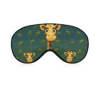 Cartoon Giraffe Sleep Mask for Women Men, Soft Eye Mask with Adjustable Strap for Sleeping, Light Blocking Travel Blindfold for Nap Comfortable Eye Cover for Home Office