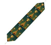 Cartoon Giraffe Table Runner for Dining Table, Short Plush Runners Washable & Durable Tablerunner Modern Home Decor for Wedding, Kitchen, Holiday 229*33cm