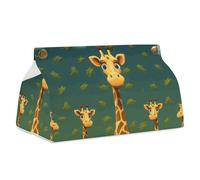 Cartoon Giraffe Tissue Box Cover Rectangle Modern PU Leather Tissue Holder Farmhouse Napkin Holders Decorative Tissues Box Holder for Bathroom Kitchen Office Bedroom Dresser