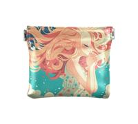 Cartoon Girl Flag 4th Of July Independence Day PU Leather Change Purse Unique Mini Makeup Bag for Lady, cartoon girl flag 4th of July Independence Day, One Size, Modern