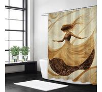 Cartoon Girl Shower Curtain W180 x L200 cm, Waterproof Polyester Fabric Bath Curtains with 12 Hooks, Weighted Hem, Rustproof Eyelets & Quick Dry for Bathroom Wet Room, Machine Washable, L#307
