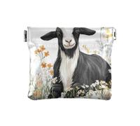 Cartoon Goat White Women Leather Cash Wallet Fancy Pocket Purse Makeup Bag for Lady, cartoon Goat white, One Size, Print Art
