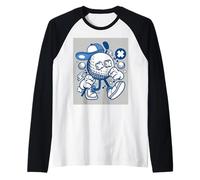 Cartoon Golf Ball Ready to Swing and Punch, Gift for Golfers Raglan Baseball Tee