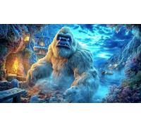 Cartoon-Gorilla-Interacting-with-Rainbow-Hummingbirds-in-Flowers Puzzle for Adults Kids 1000 Pieces Challenging Puzzles Fun Present & Activity for Home for Decompression and Wall Decor 38x52/1000pcs