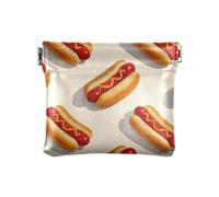 Cartoon Gourmet Hot Dog Women's Leather Coin Purses Pouches Fancy Makeup Period Bag for Woman, Cartoon gourmet hot dog, One Size, Print Art