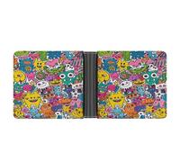 Cartoon Graffiti Monster Printed Bifold Wallet with Hidden Compartments Pocket Money and Credit Card Holder for Men Women