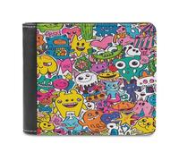 Cartoon Graffiti Monster Printed Bifold Wallet with Hidden Compartments Pocket Money and Credit Card Holder for Men Women