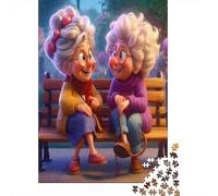Cartoon Grannies Jigsaw Puzzles 1000 Piece Recycled Paper Friendly ChatPuzzle for Adults Jigsaw Puzzle Fun And Challenging Family Game Great Gift Idea 38x26cm/1000pcs