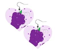 cartoon grapes Prints Leather Heart earrings Pendant Stylish and light Lightweight Dangle for Women Girls, One Size, Leather, No Gemstone