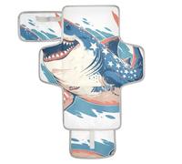 Cartoon Great White 4th of July Independence Day Reusable wipeable Changing pad with Tissue Pocket Travel Changing pad for Baby with Built-in Pillow cambiador de pa?ales para Bebes