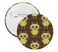 Cartoon Green Alien Lapel Pins Round Metal Brooch Badge Cute Tie Tack Pin for Hats, Clothing, Bags Unique Fashion Accessories Gift for Men & Women, 5PCS, tinplate, no gemstone