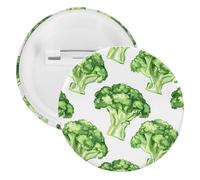 Cartoon Green Broccoli Round Lapel Pin Badges Backpack Pins Brooch for Hats Clothing Decorations 5PCS