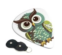 Cartoon Green Cute Owl Guitar Plectrums, 6 Guitar Plectrums, Double Sided Printing, For Acoustic Guitar, Bass, Ukulele, Electric Guitar (0.46 Mm 0.71 Mm 0.96 Mm)