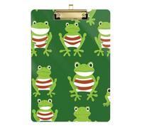 Cartoon Green Frogs Red-Stripe Acrylic clipboards Legal Size Standard Letter A4 Size Transparent for Student Girls Kids Teacher clipboard Gold 12x9in Tabla para escribir con Clip