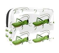 Cartoon Green Grasshopper Locust Insect Cosmetic Bag for Women, Travel Toiletries Bags Large PVC Makeup Handy Pouch Organiser with Zipper
