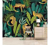 Cartoon Green Jungle Animal Leopard 3D Wallpaper Easy Install Feature Office Living Room Sofa Bedroom TV Background Wall Decoration-200cm×140cm