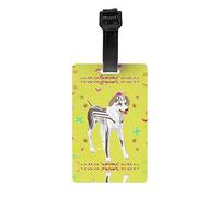 Cartoon Grey and White Dog Printed Anti-Lost Luggage Tags Luggage Tags Suitable for Suitcases Backpacks and Golf Bags