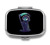 Cartoon Grim Reaper Mini Pill Box Portable Vitamins Organizer 2 Compartment Square Pills Case for Pocket Purse