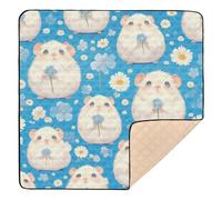 Cartoon Guinea Pig Blue Large Stylish Baby Play Mat for Indoor Outdoor Water Resistant Foldable Tummy Time Mat for Baby Kids Toddlers Infants, 50'' x 50''para juegos de