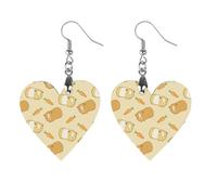 Cartoon Guinea Pigs Round Wooden Earrings Boho Drop Pendant Fashion Gifts for Women