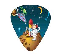 Cartoon Guitar Picks 12 Pack Universal ABS Guitar Picks,Human and Friendship Hanging on Pluto Stars Funny Celestial Buddies Design,for Acoustic and Electric Guitar