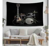 Cartoon Guitar Tapestry Bohemian Music Theme Wall Hangings Art Wall Cloth Decor Tapestry Hanging for Bedroom Living Room 150x150cm